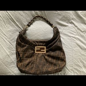 Authentic Fendi zucca canvas Mia hobo bag